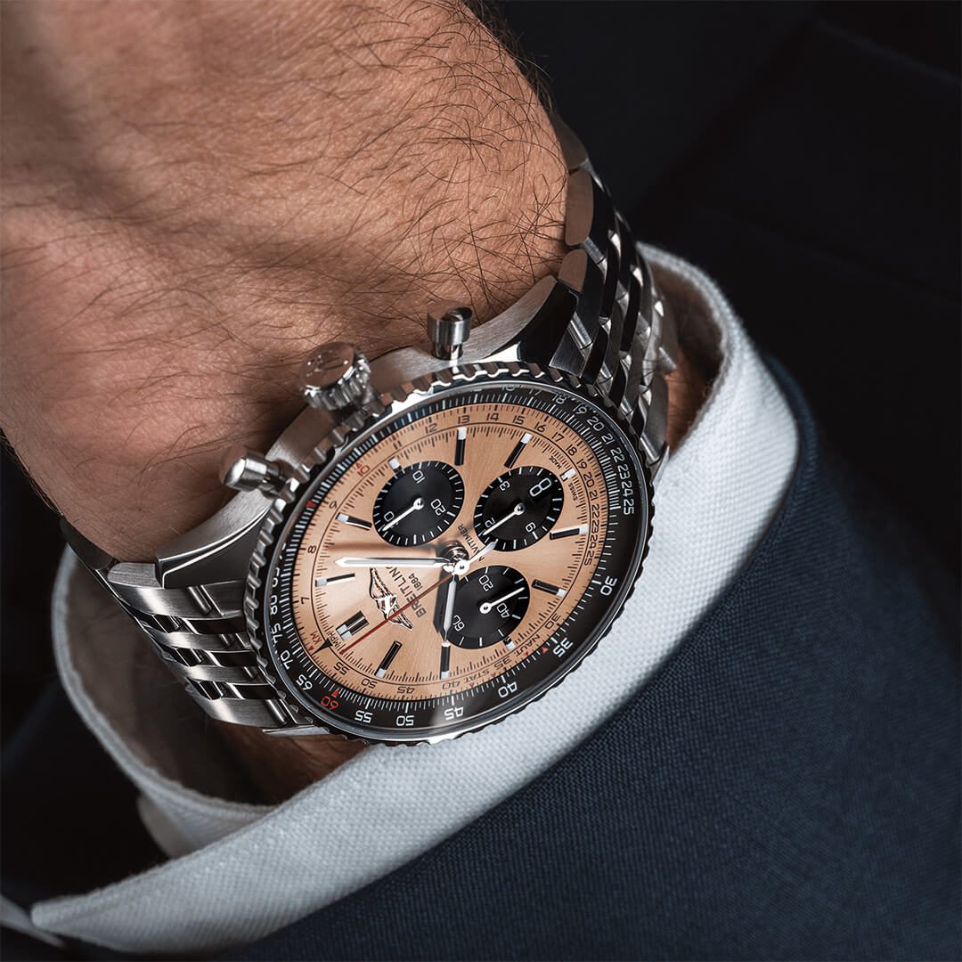 Breitling Navitimer B01 Chronograph 43 AB0138241K1A1 Shop Breitling now in Melbourne, Melbourne Airport, Perth, Canberra, Sydney, Sydney Barangaroo and Online.