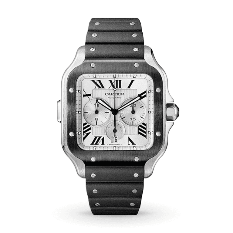 Santos De Cartier Chronograph Watch WSSA0017 Shop Cartier at Watches of Switzerland Canberra, Melbourne, Melbourne International Airport, Perth, Sydney, Sydney Barangaroo and Online.