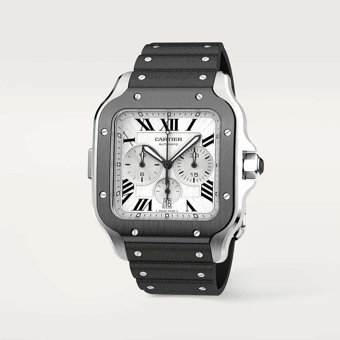 Santos De Cartier Chronograph Watch WSSA0017 Shop Cartier at Watches of Switzerland Canberra, Melbourne, Melbourne International Airport, Perth, Sydney, Sydney Barangaroo and Online.