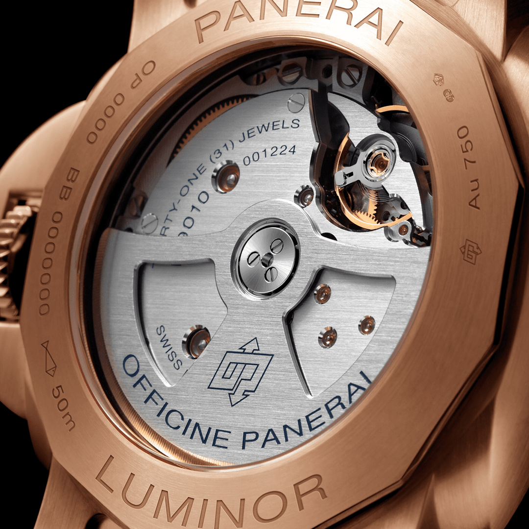 Panerai Luminor Marina Goldtech™ Sole Blu - 44mm PAM01112 Shop Panerai at Watches of Switzerland Sydney, Barangaroo, Perth Boutiques and Online.