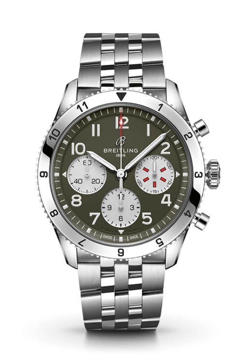 Breitling Classic AVI Chronograph 42 P-51 Curtiss Warhawk A233802A1L1A1 Shop Breitling at Watches of Switzerland Perth, Canberra, Sydney, Sydney Barangaroo, Melbourne, Melbourne Airport and Online.