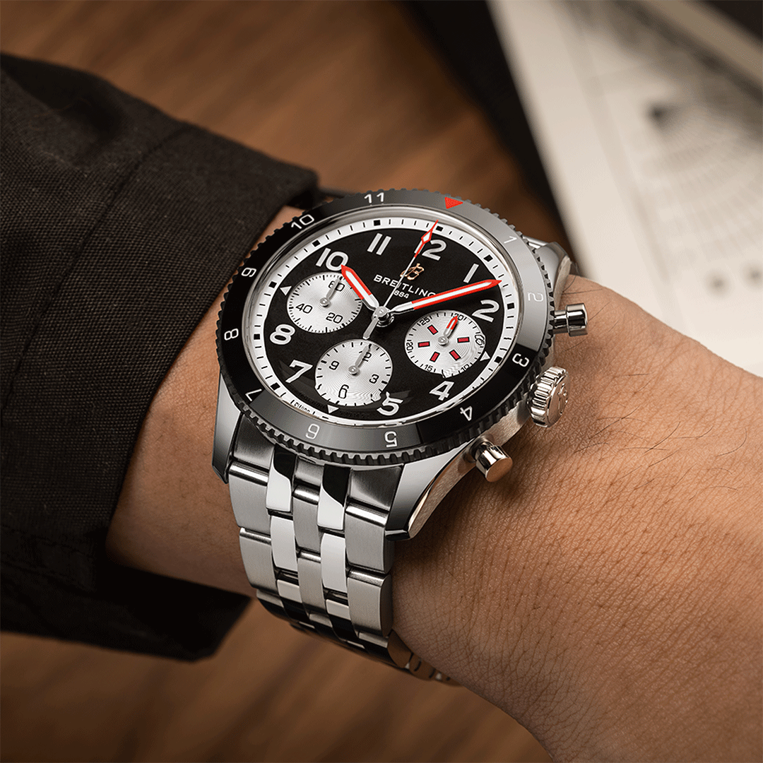 Breitling Classic AVI Chronograph 42 Mosquito Y233801A1B1A1 Shop Breitling at Watches of Switzerland Perth, Canberra, Sydney, Sydney Barangaroo, Melbourne, Melbourne Airport and Online.