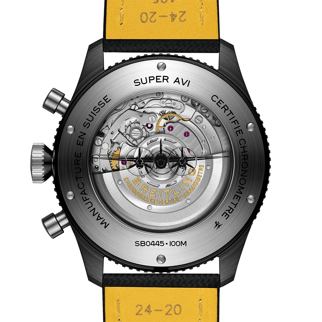 Breitling Classic AVI Chronograph GMT 46 Mosquito Night Fighter SB04451A1B1X1 Shop Breitling at Watches of Switzerland Perth, Canberra, Sydney, Sydney Barangaroo, Melbourne, Melbourne Airport and Online.