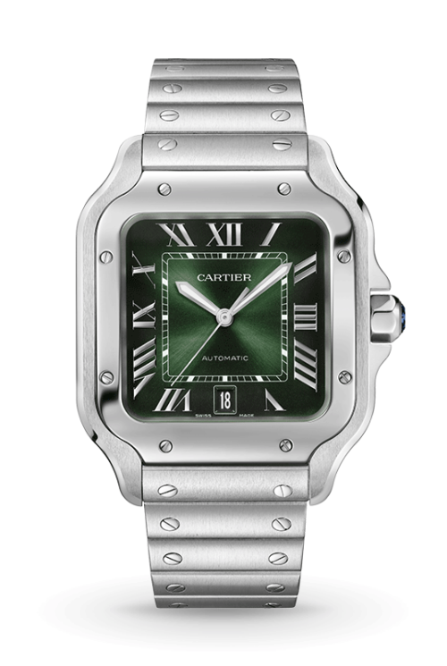 Cartier-Santos-CRWSSA0062_soldierwhitebg_0003_CRWSSA0062_ Shop Cartier now at Watches of Switzerland Melbourne, Melbourne Airport, Sydney, Sydney Barangaroo, Perth, Canberra and Online.