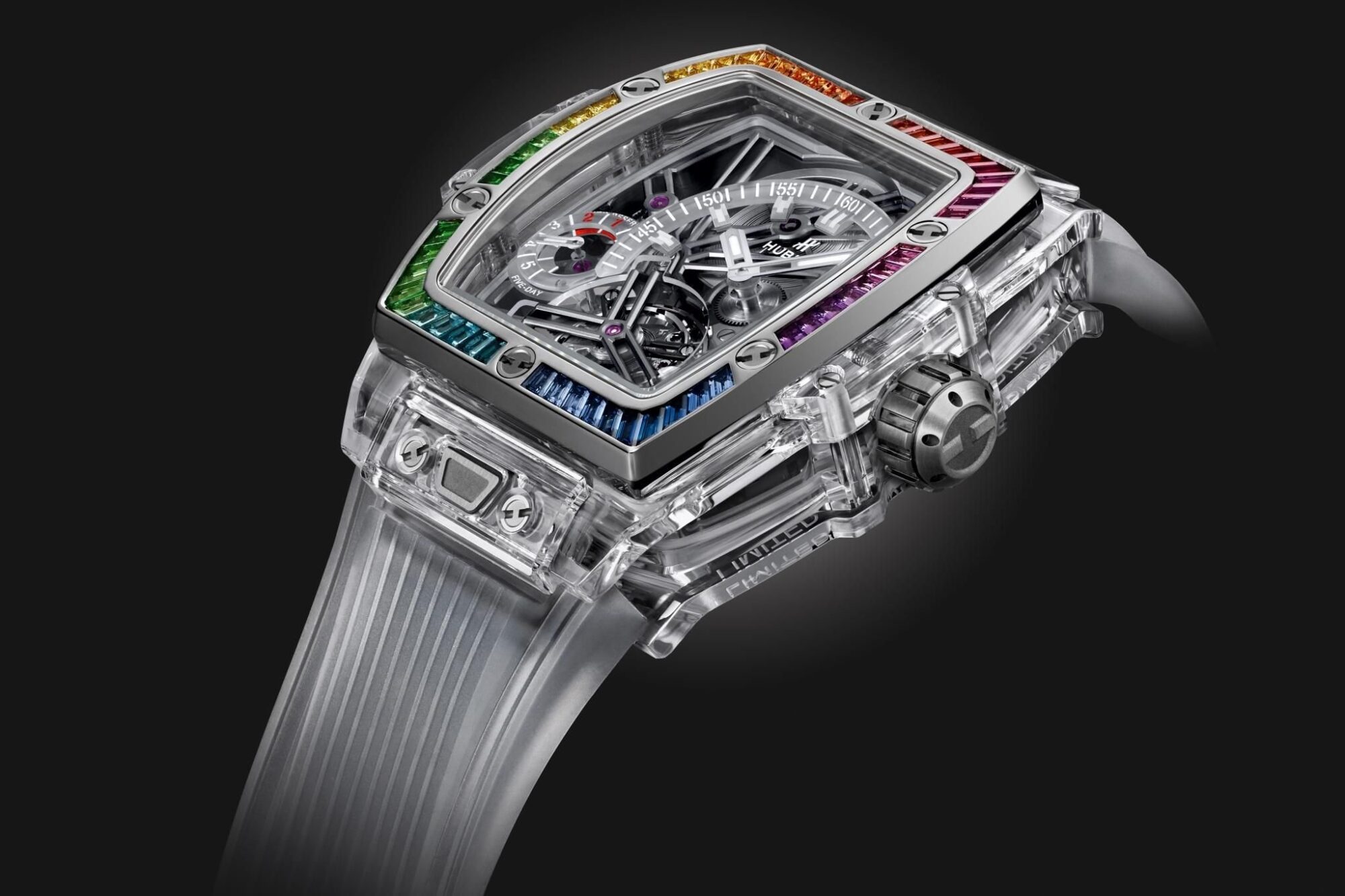 The Hublot Spirit of Big Bang Tourbillon Sapphire Rainbow 42mm. Click here to enquire now.