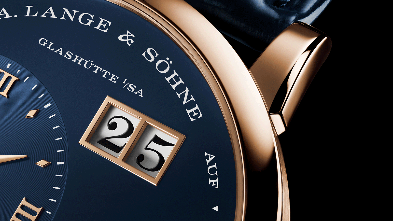 The LANGE 1 with its characteristic off-centre dial design and outsize date.